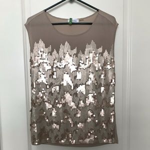 Calvin Klein Champagne Sequined Sleeveless Top 壟